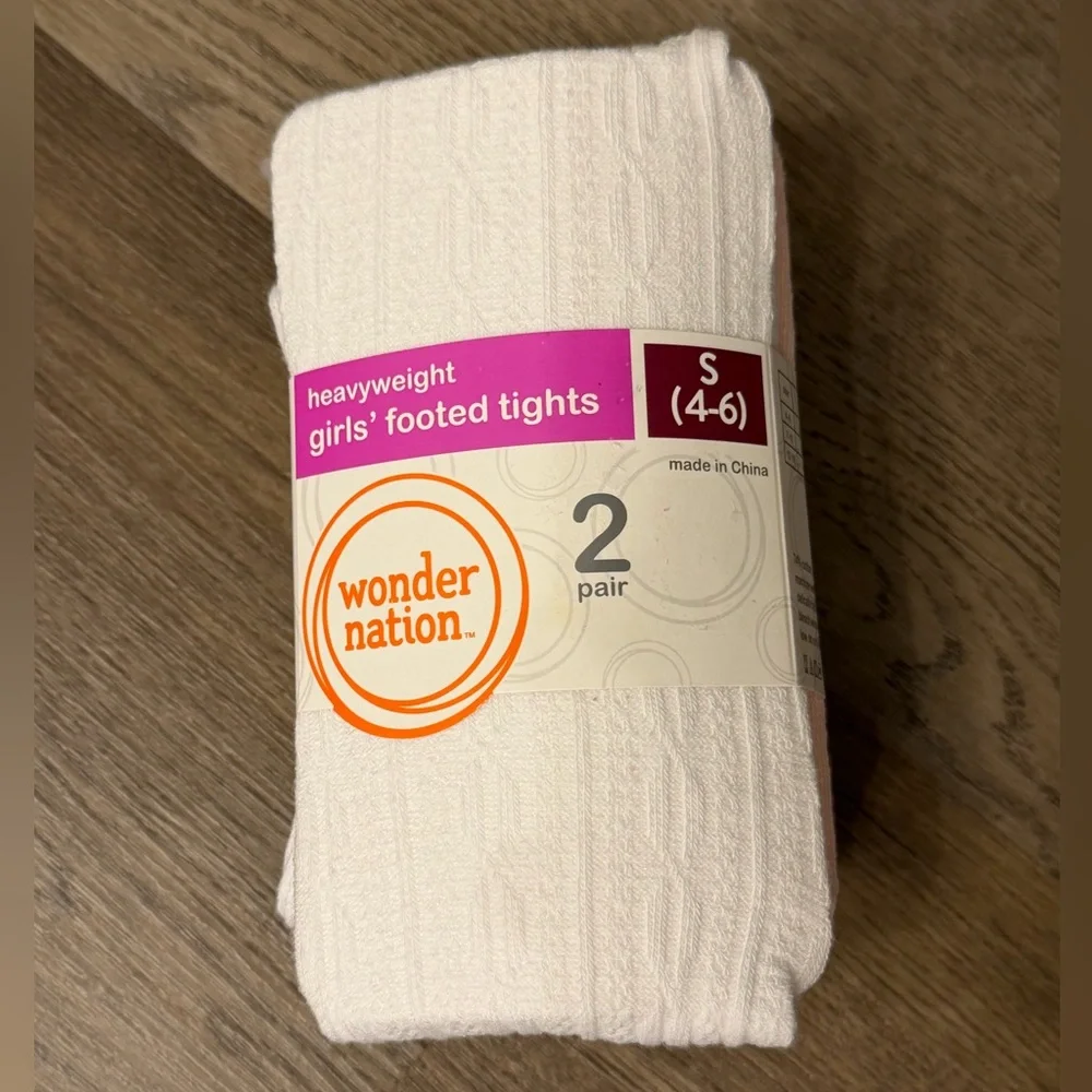 Wonder Nation Girls Heavyweight Footed Tights 2 Pack